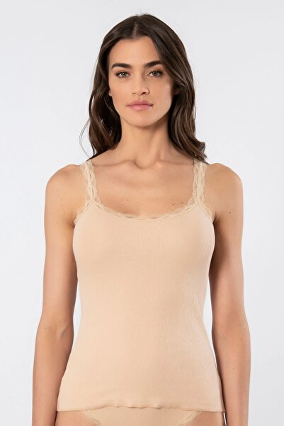 TÜREN 2 pieces of women's lycra lace strap tank top (95% cotton 5% lycra)