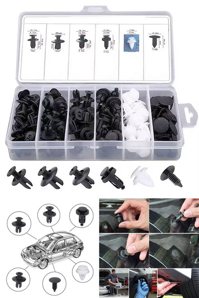 TechnoStation Çantalı Çok Amaçlı Plastik Bağlantı Klipsi Seti 100 Parça Araç ...