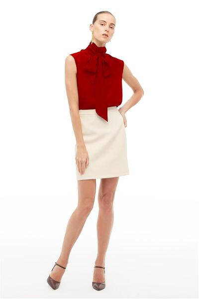 Perspective Burgundy Tie-Back Blouse