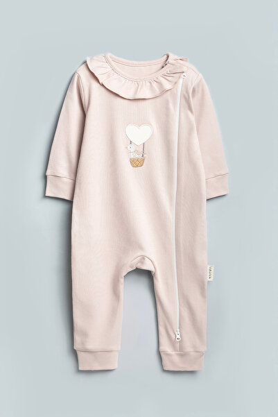 Vauva Kız Bebek Çocuk Tulum Nakışlı Yaka FırFırlı Tulum Çift Taraf Fermuarlı ...