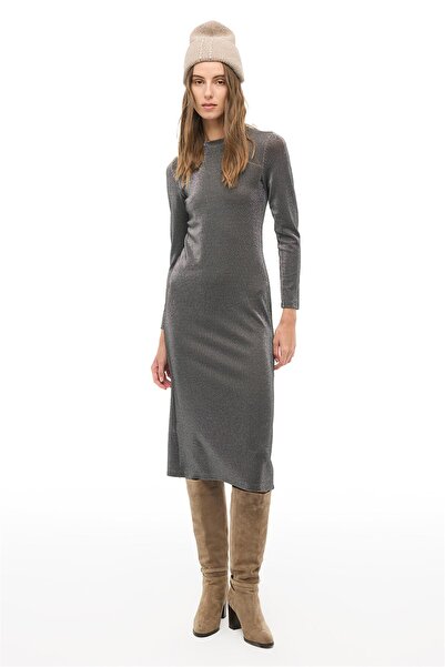 Perspective Black Slim Fit Midi Dress