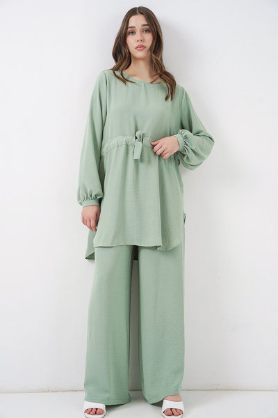 Bigdart Women's Long Tunic Pants Double Set 6719 - E.Green