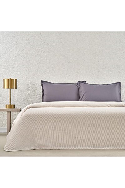 Yıldızan Esnshop Plain Viscose - Cotton Blend Pique Set, Gray, Double 1209132