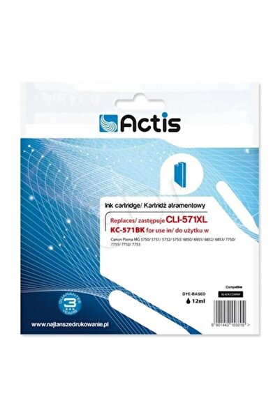 Actis Compatible Canon CLI-571XL Black Ink Cartridge 12 ml