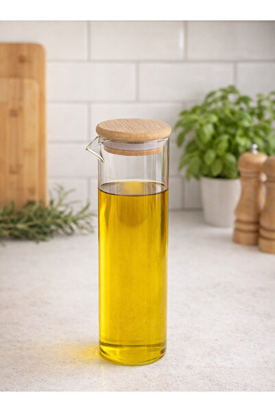 Tutku Home Bambu Kapaklı Borosilikat Cam Yağlık (400Ml)