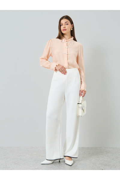 Styli Women White Wide Leg Trousers