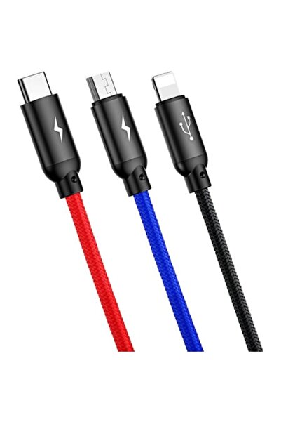 Baseus Cablu de date și încărcare USB - Lightning la MicroUSB - USB la USB Tip-C