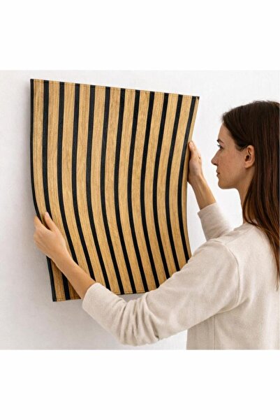 Renkli Duvarlar Kreatif Yapışkanlı Kahverengi Akustik Esnek Lambiri 68x68cm O...