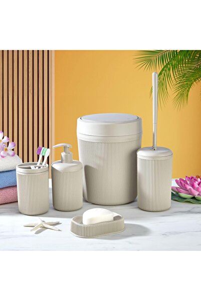 Nacario Nrcrioshop 5 Piece Luxury Plastic Bathroom Set - Trash Can, Toothbrus...