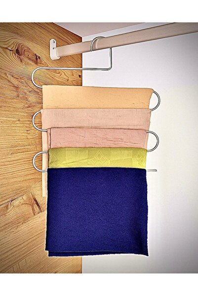 Yıldızan Gnyshop S Hook Metal Trouser Hanger, 5 Layers, Set of 2, Silver Colo...