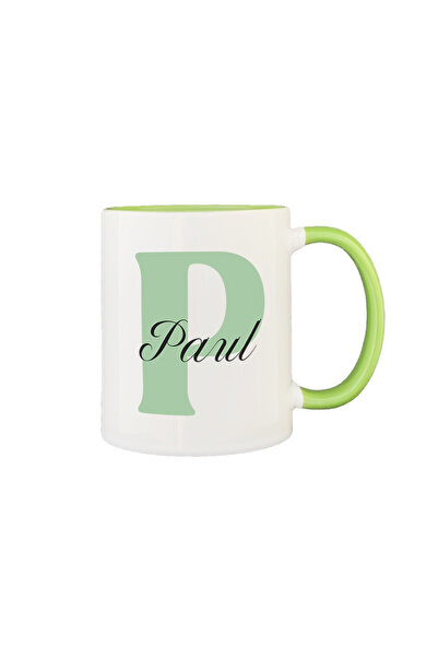 AFFIX THE DIFFERENT PERSPECTIVE Personalized mug, white with green interior a...