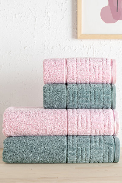 Minoset 4'lü Banyo Hamam Takımı 100% Pamuk (2 Adet 70x140 Havlu, 2 Adet 50x90...
