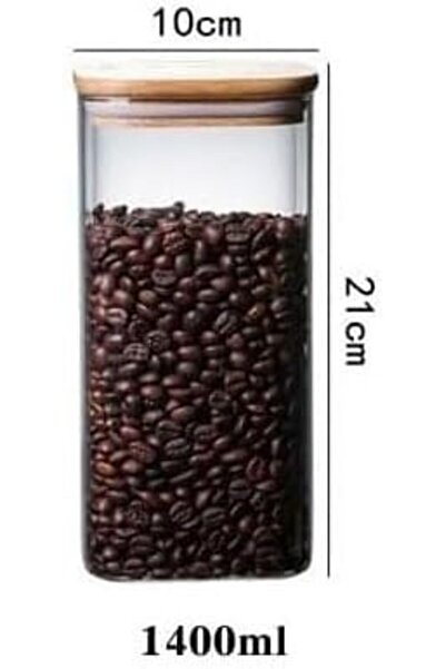 Nacario Nrcrioshop 1400ml Leak-Proof Vacuum Borosilicate Glass Jar with Bambo...