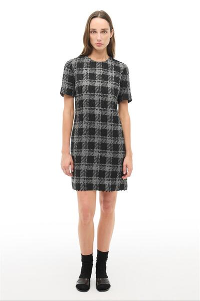 Perspective Black Plaid Mini Dress