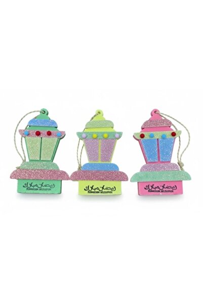 Premium مجموعة زينة معلقة من الفوانيس الرمضانية الكريمة، ديكور إسلامي ملون