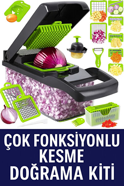 ozbience Pratik Çok Fonksiyonlu Sebze Doğrama Seti, Paslanmaz Çelik ve Kaymaz...