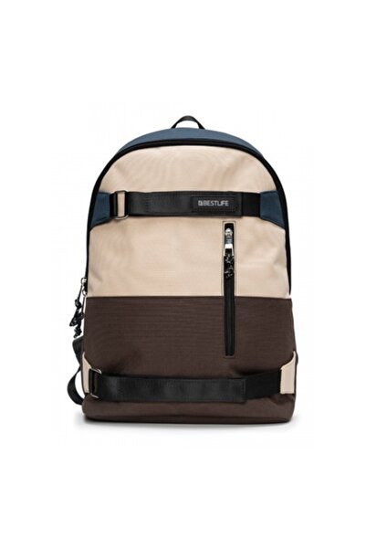 BESTLİFE Σακίδιο Col-Skate, 42x30x15cm, θήκη για φορητό υπολογιστή 14,1" Μπεζ...