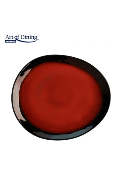 Heinner Vulcano Oval Ceramic Plate, Red, 21.6x18x1.3 cm