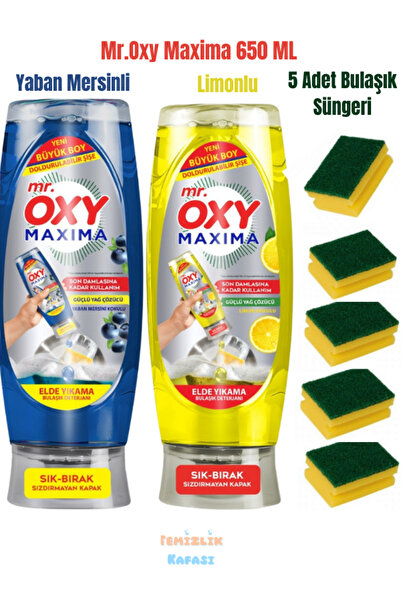 MR.OXY Maxima Elde Bulaşık Deterjanı Yaban Mersinli ve Limon Kokulu 2x650 ML ...