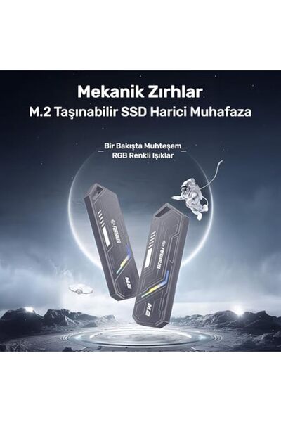 Yıldızan Brkshop Raxius Dk03 Usb-A/Type-C Wired Rgb 22X80 M.2 Nvme Portable E...