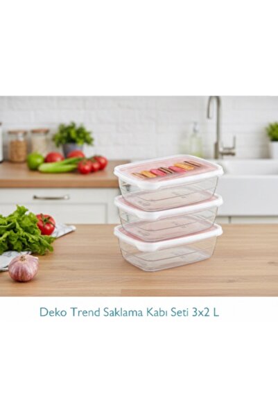 4AFACANÇEKİRGE Gree Home Trend 3-Piece Storage Container 2 Ltx3Pcs