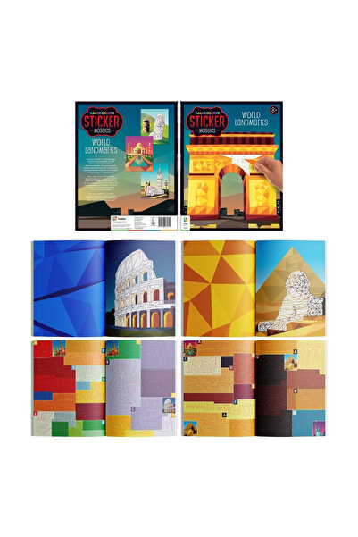 Hinkler ملصقات فسيفساء كاليدوسكوبية لمعالم العالم | 15 صورة وملصق | كتاب تلوي...