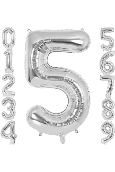 Nacario Nrcrioshop Xesha 5 Number Birthday Balloon Age Day Silver Color Flyin...