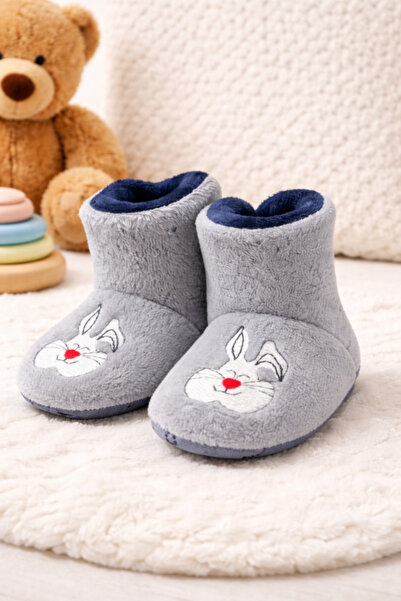 pufien Bebek & Çocuk Kaydırmaz Tabanlı Ev Botu / Panduf / Kışlık Peluş Bot / ...