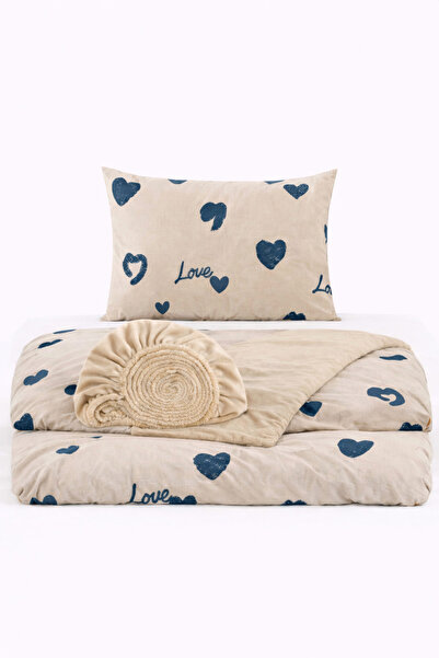 İQON Lastikli Çarşaflı Nevresim Takımı Tek Kişilik OTLT1 Amre Ptrl