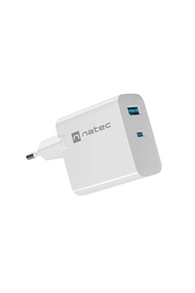 Natec Încărcător de perete Ribera, 1xUSB-A, 1xUSB-C, 45W, alb
