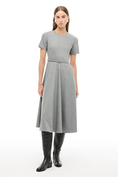 Perspective Gray Slim Fit Midi Dress