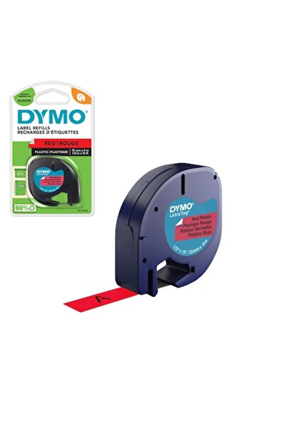 Dymo Etichete din plastic LetraTag, roșii, 12 mm x 4 m