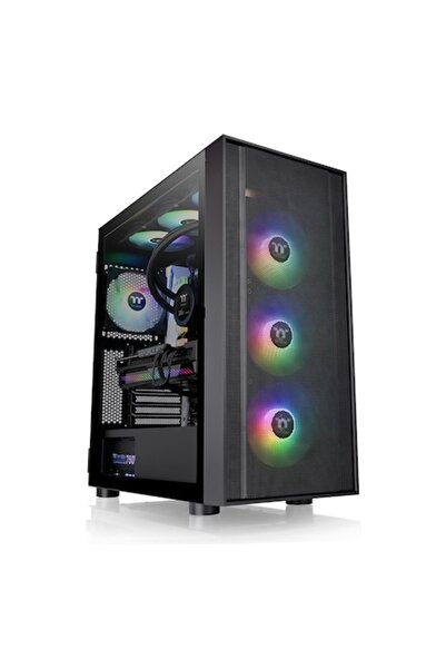 THERMALTAKE Carcasă neagră aRGB din sticlă securizată H570
