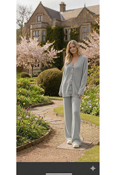 ANKANOVA Women's Loose Fit 36-42 Size Comfortable Cut Knitwear Front Button C...