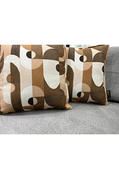 NİVEMESHOME Husă de pernă 45x45 cu model geometric bej-maro