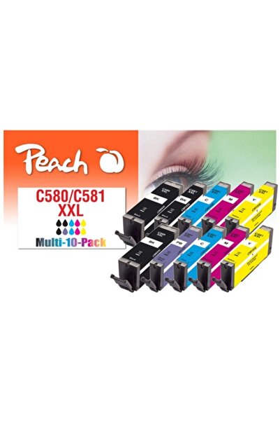 Peach Комплект мастилени касети за Canon 580XXL, многоцветни