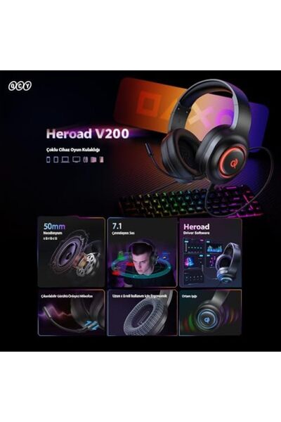 Nacario Nrcrioshop Qcy Heroad V200 Rgb 7.1 Wired Gaming Headset 1201248