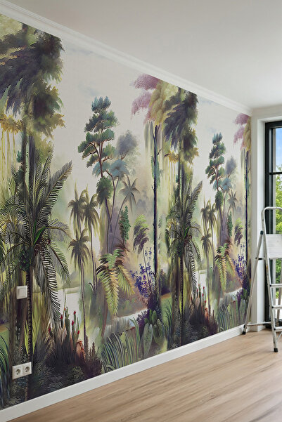 dreamwall Egzotik Tropikal Orman ve Palmiye Esintisi Tek Parça Tekstil Duvar ...