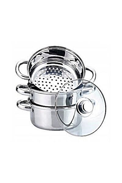 Maestro Set of 3 Pots with Lid, Maestro, Stainless Steel, Gray