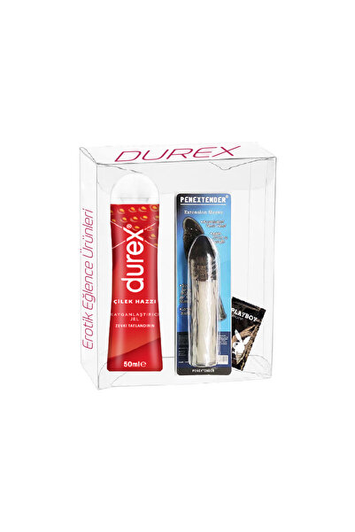 Durex Çilekli 50ml+17cm şeffaf tırtıklı noktalı uzatmalı peniskılıfı C-0084