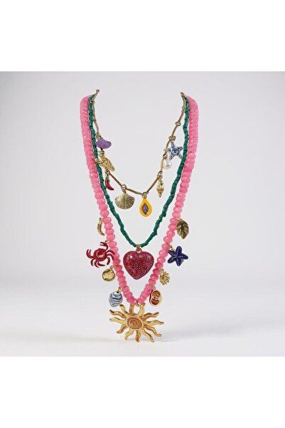 By Gizem Raja قلادة متعددة الألوان بتصميم بحري من 3 قطع من ماركة موديل