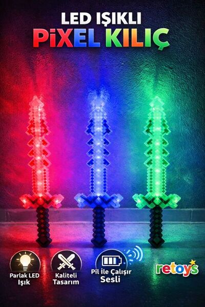 Realx Minecraft Işıklı Kılıç 60Cm Avengers Savaş Kılıcı Sesli Işıklı