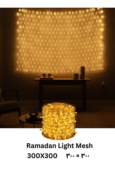 Premium Ramadan LED Curtain Light Mesh 300x300 cm Warm White Decorative Lights