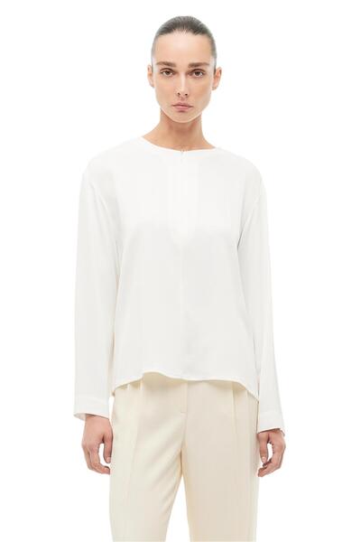 Perspective Ecru Round Neck Blouse