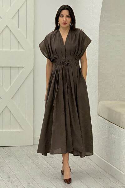 Act Pepicino Kids&Boutique Vizon Belden Oturtmalı Vual Elbise 3520