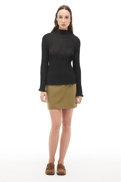 Perspective Black Turtleneck Blouse