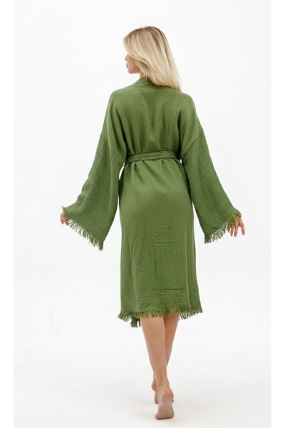 Befera Design Muslin Kimono 100% Cotton Patternless Bathrobe Kaftan Dressing ...