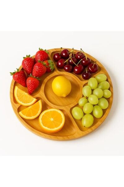 Nacario Nrcrioshop Natural Bamboo 5-Compartment Presentation Plate |   Breakf...