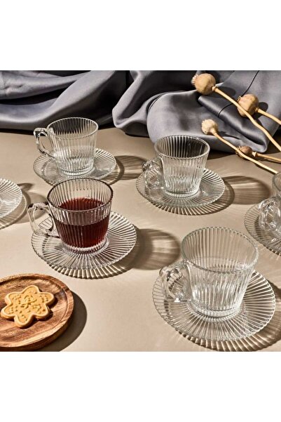 KRD Home 6'lı Çay Fincan Seti - Şeffaf - 120 ml
