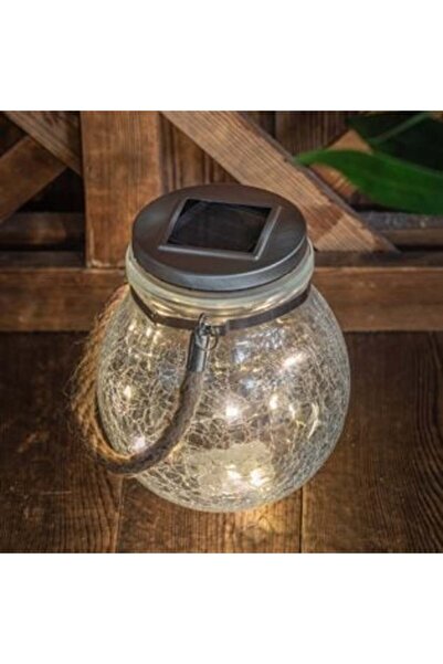 SHOPIENS Solar Table Lamp in the Shape of a Jar with Shattered Effect 10 LEDs...